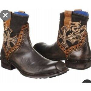 Designer Mark Nason Rock Lives Rudd Boots Brown Cow leather zip up boots SZ 7.5
